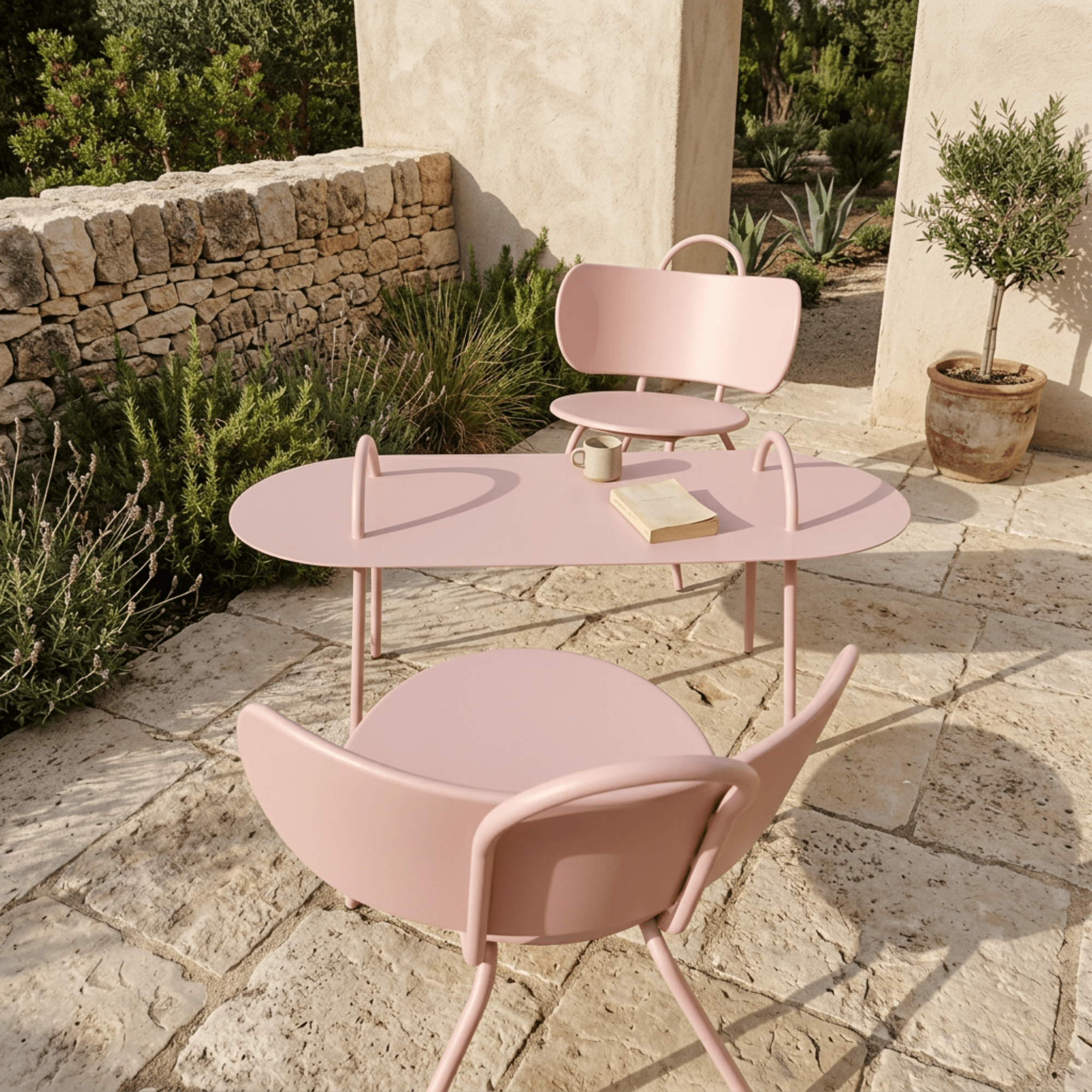 Table Basse Swim 117,5x49cm - Rose Météores - bibelo