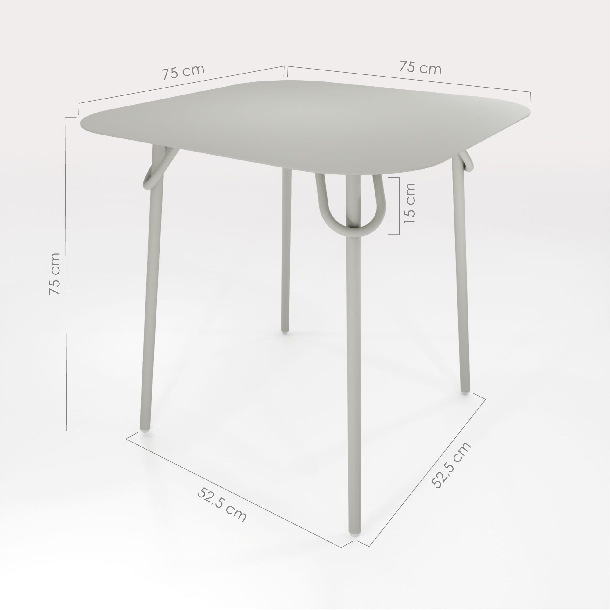 Schéma Technique Table Duo Swim 75x75cm - H75cm - bibelo