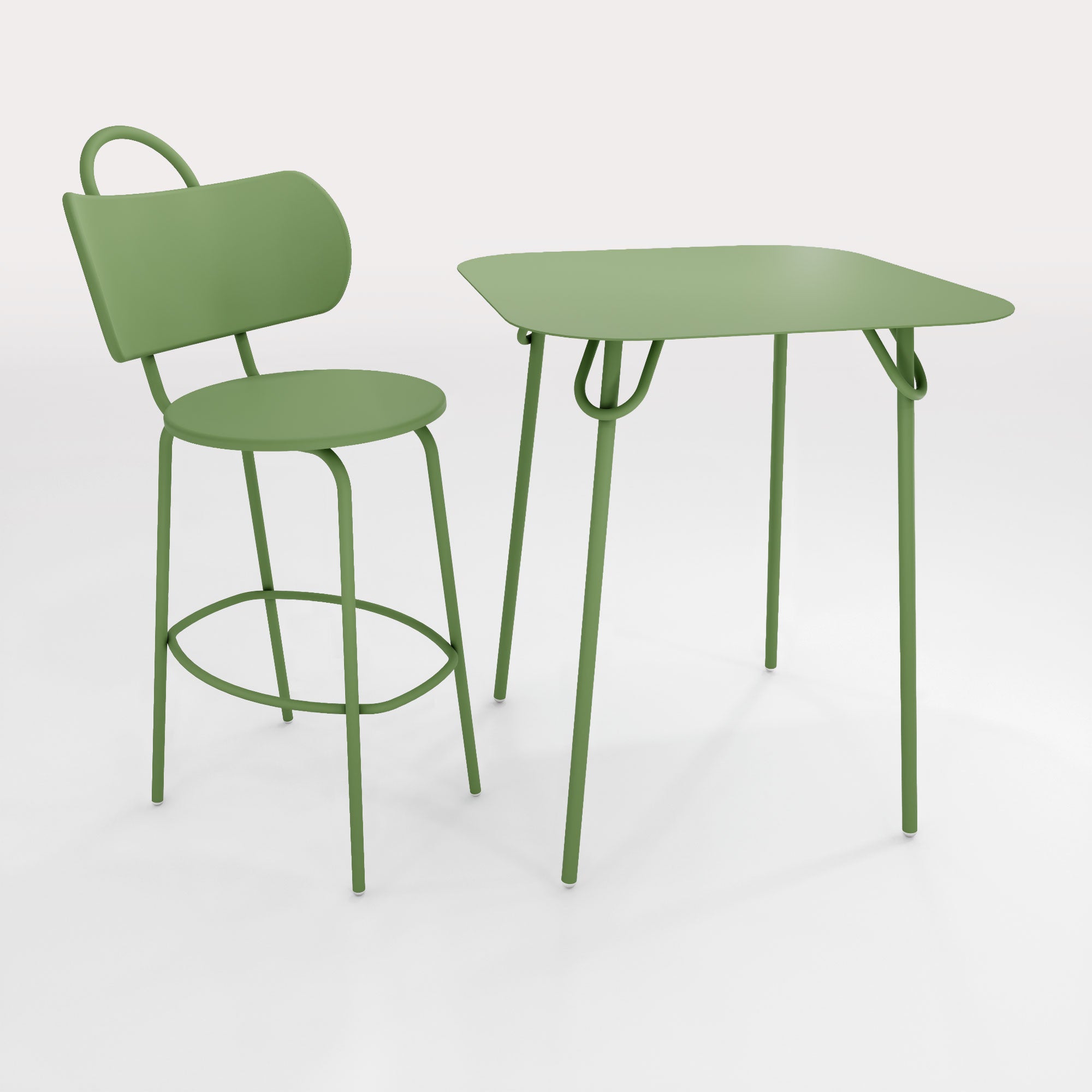 Table Duo Swim 75x75cm - H90cm - Vert Lichen - bibelo