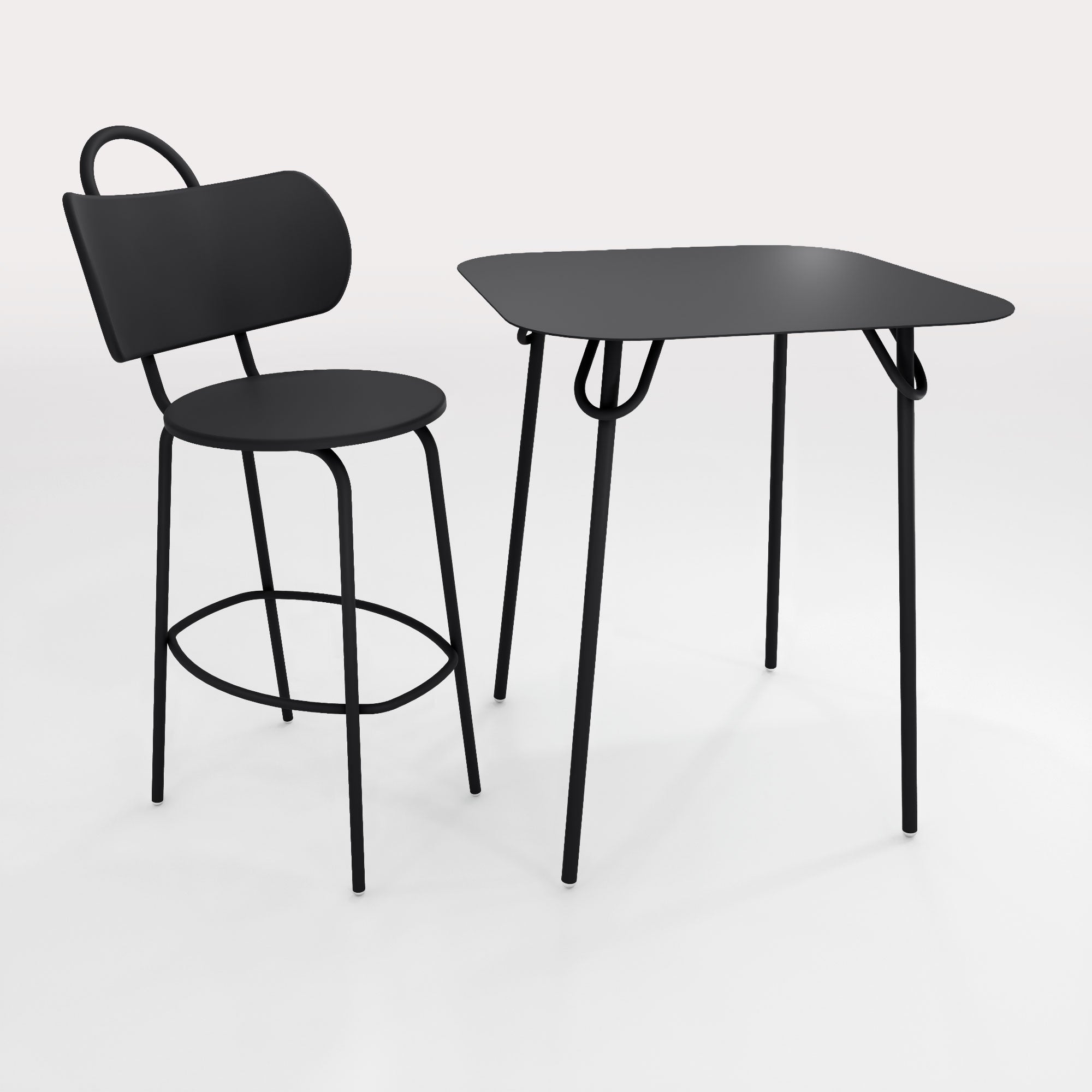 Table Duo Swim 75x75cm - H90cm - Noir Iconique - bibelo