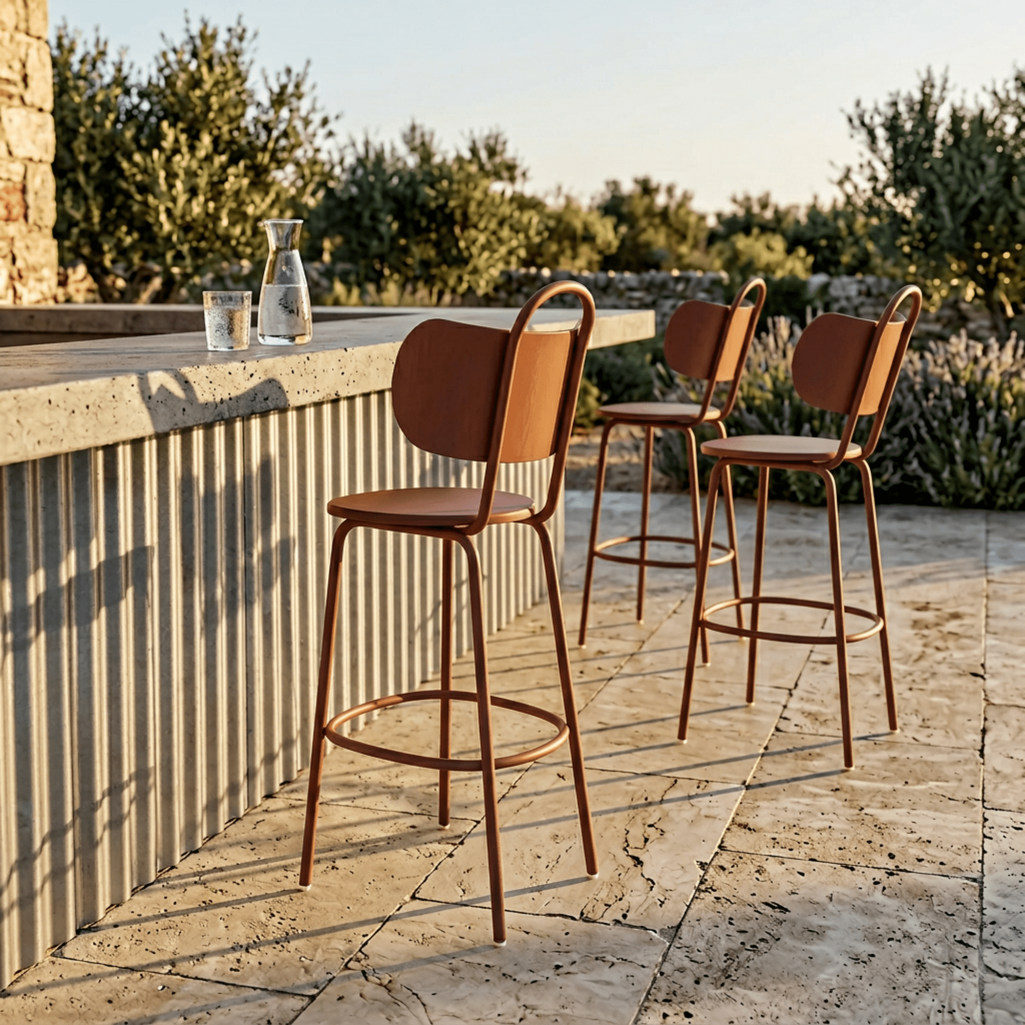 Tabouret Haut Swim H63cm - Lin Doré - bibelo