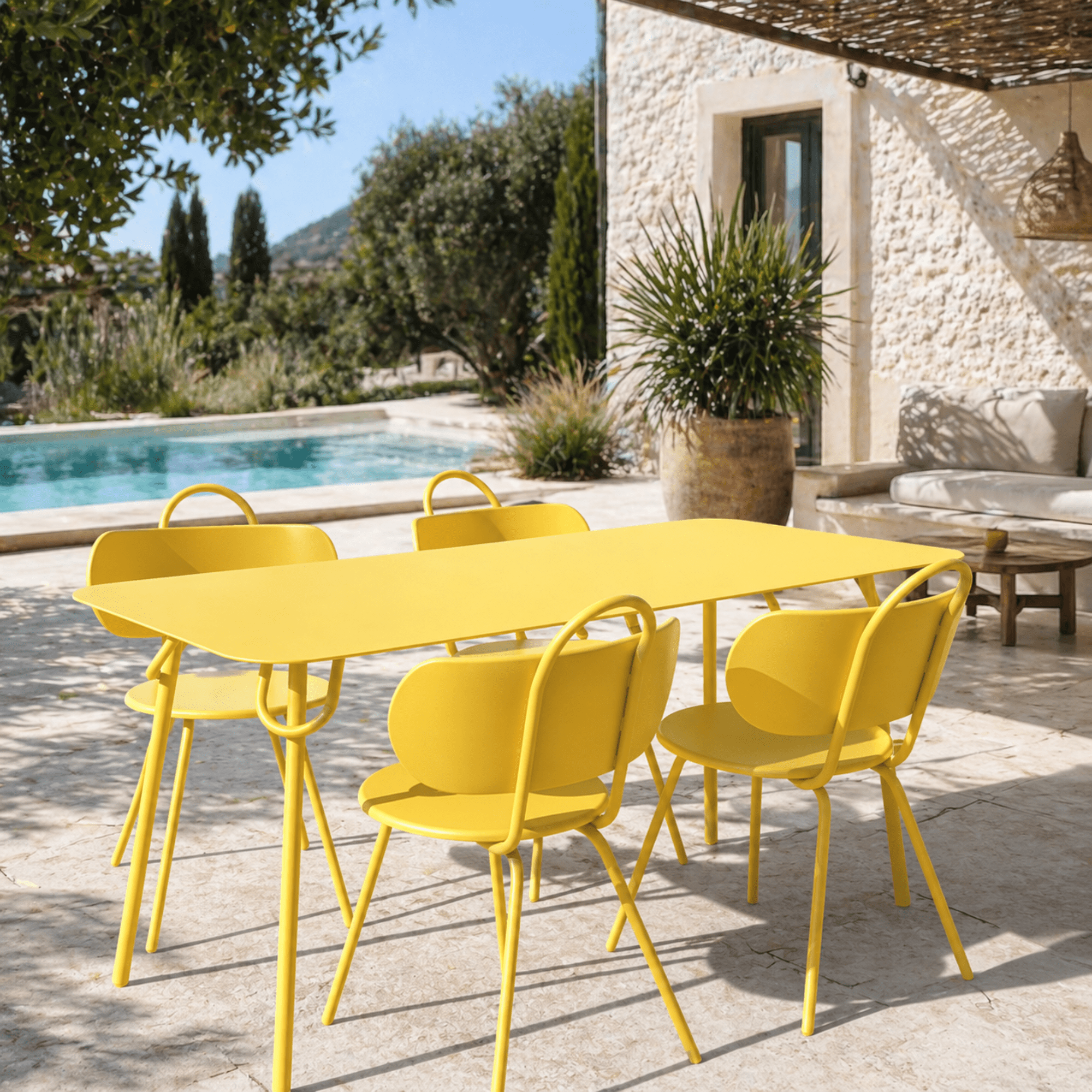 Table Swim 200x100cm - H75cm - Jaune Cédrat - bibelo