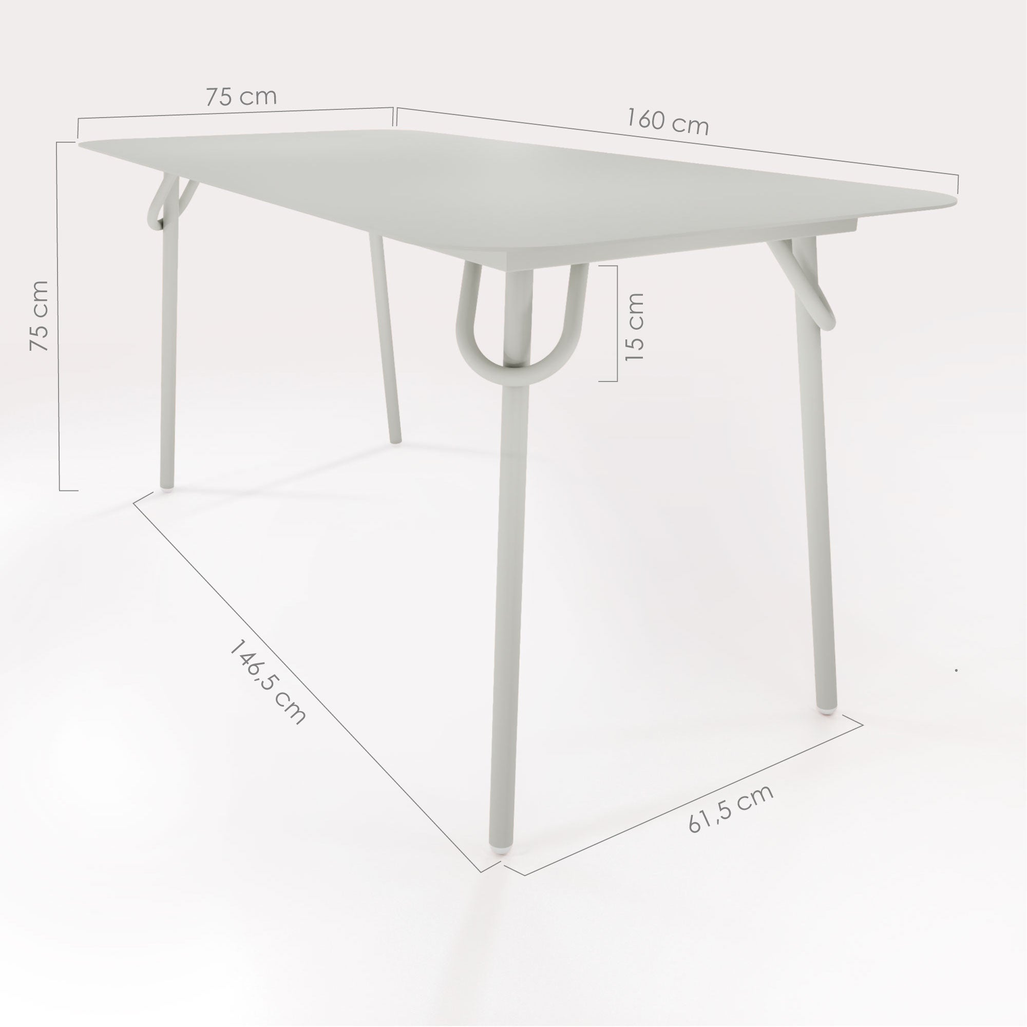 Schéma Technique Table Swim 160x75cm - bibelo