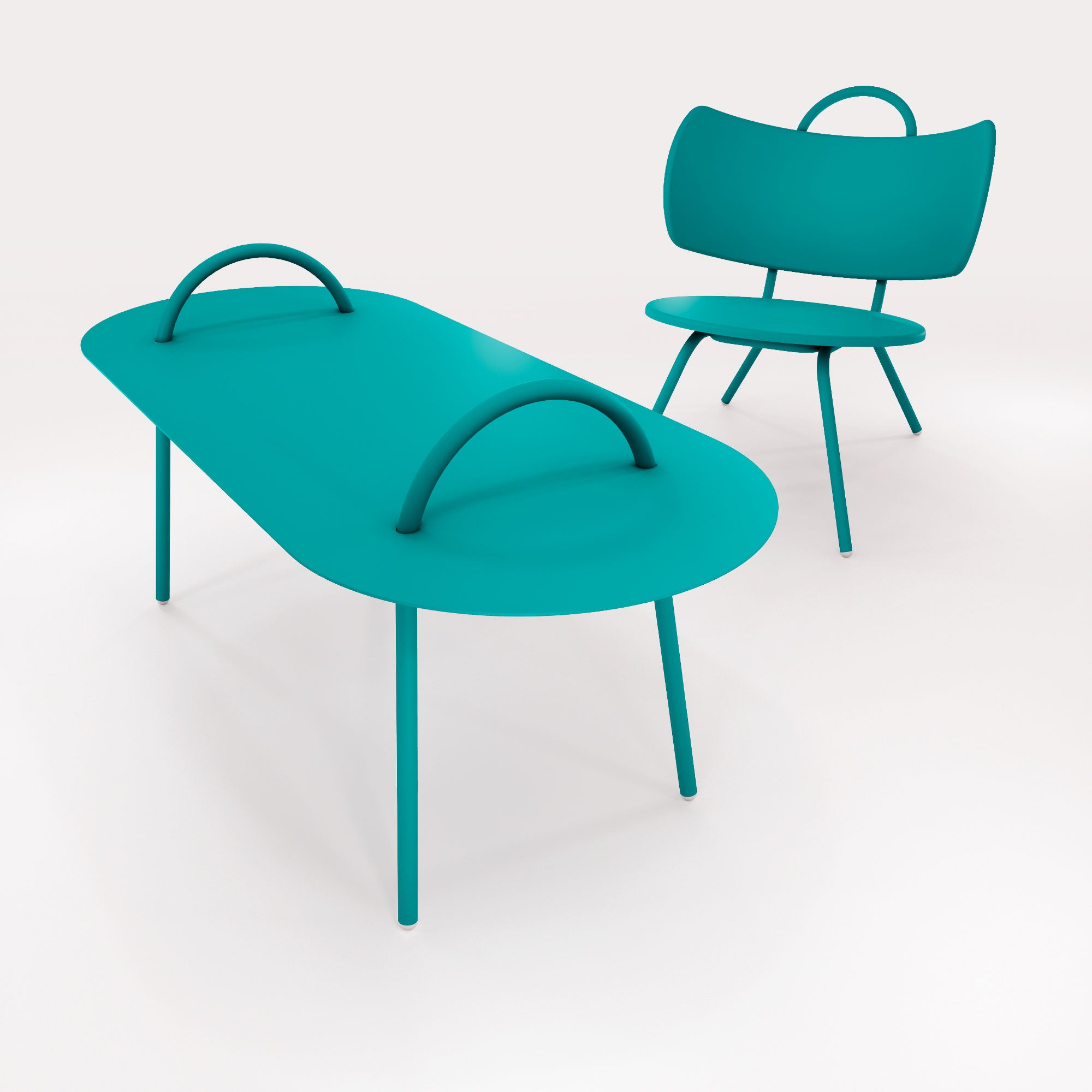Table Basse Swim 117,5x49cm - Bleu Horizon - bibelo