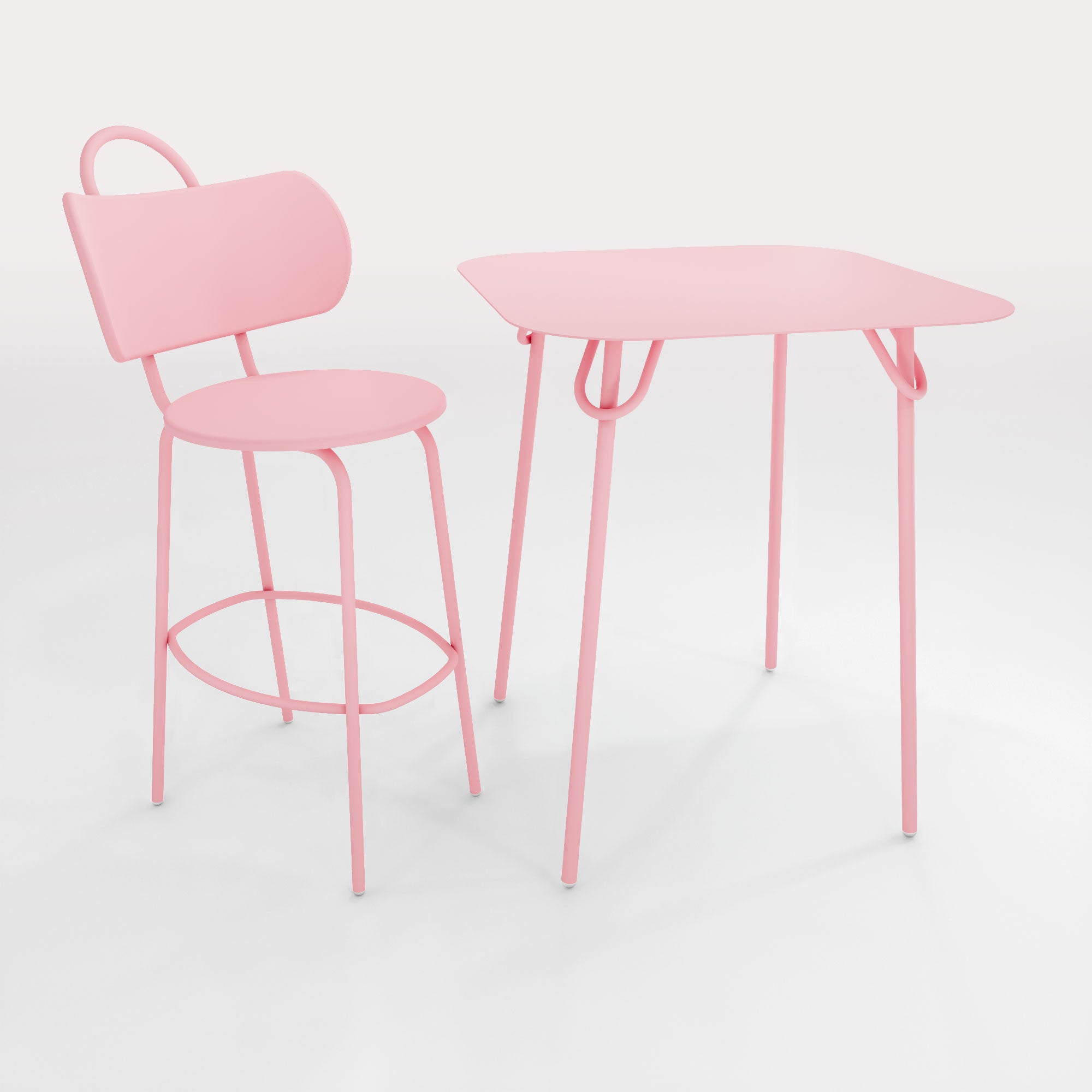 Table Duo Swim 75x75cm - H90cm - Rose Météores - bibelo