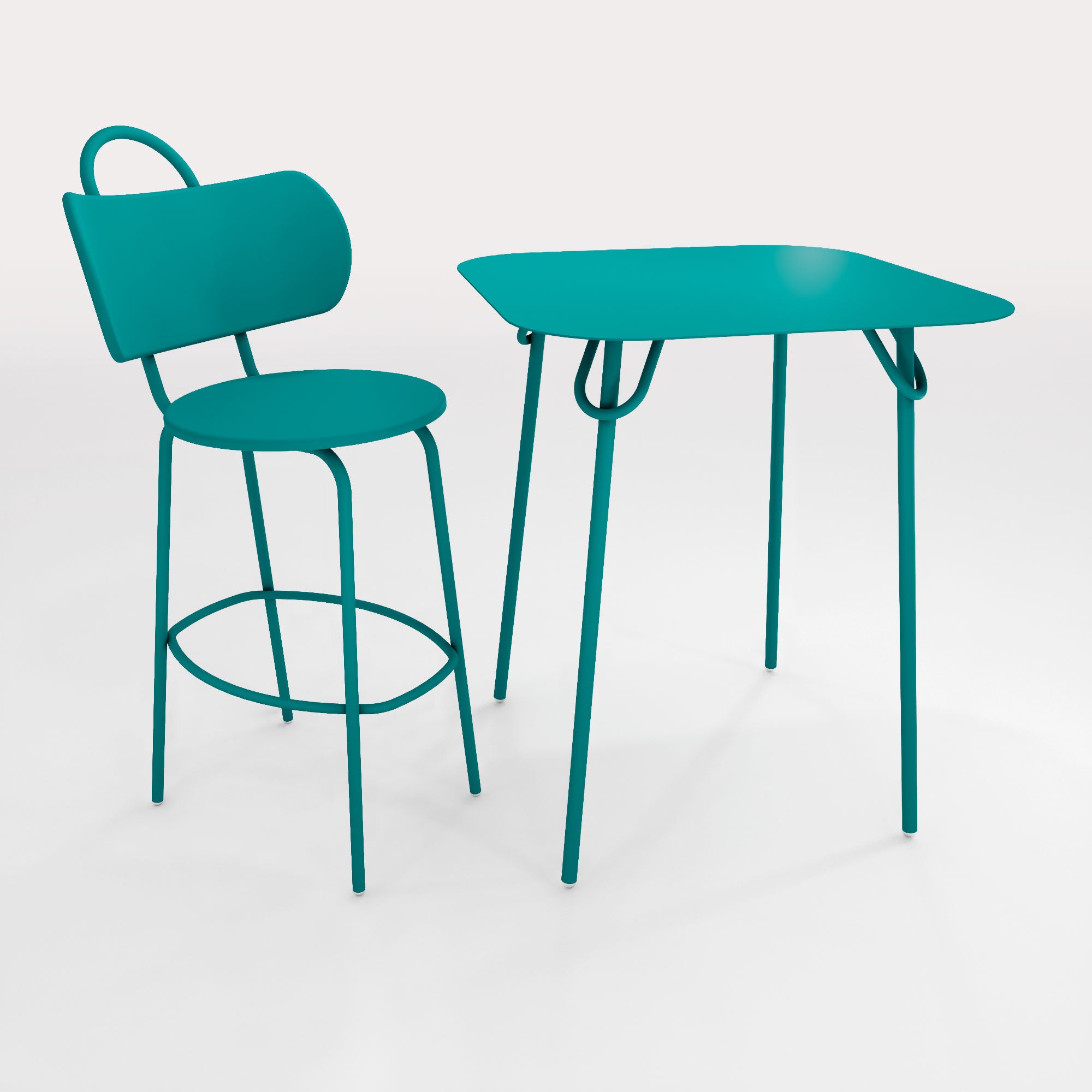 Table Duo Swim 75x75cm - H90cm - Bleu Horizon - bibelo