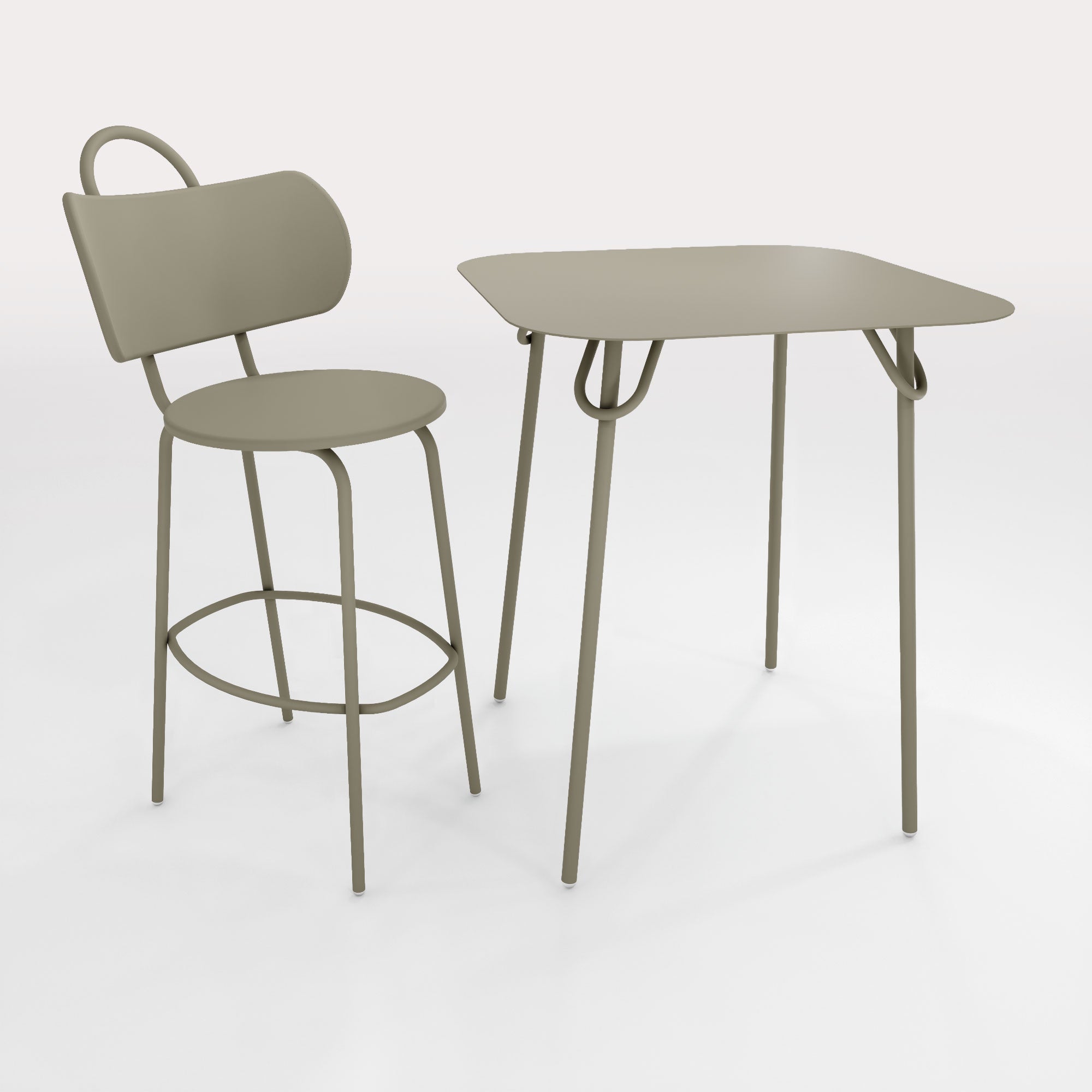 Table Duo Swim 75x75cm - H90cm - Kaki Cendre - bibelo
